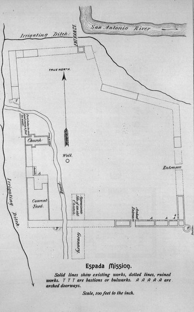 Plano de la Misión San Francisco de la Espada de American School